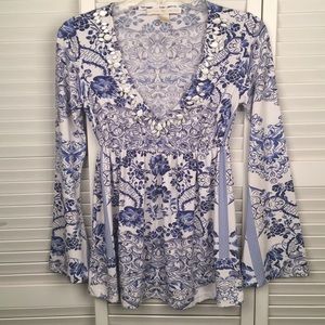 BOSTON PROPER Victorian Floral Top Beaded XXS